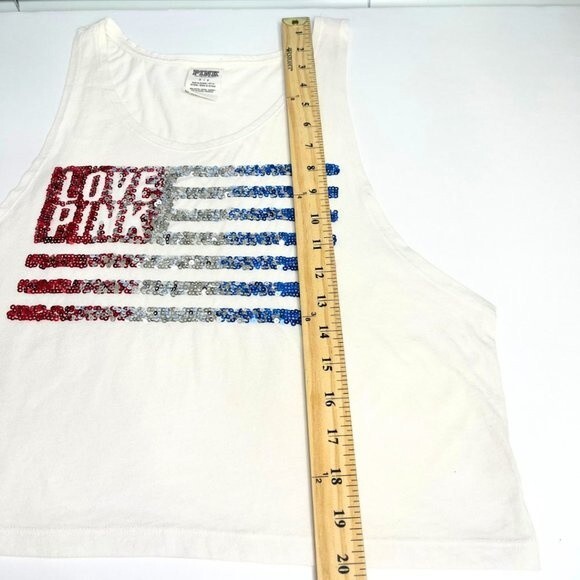 Victoria's Secret PINK USA American Flag Sequin Tank Top Bling SMALL - Picture 8 of 9